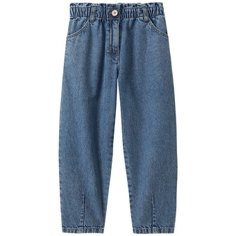 Mädchen Paperbag-Jeans mit Used-Waschung
