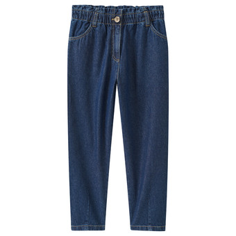 Mädchen Paperbag-Jeans mit Used-Waschung