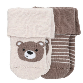 2 Paar Newborn Frotteesocken mit Bär-Motiv