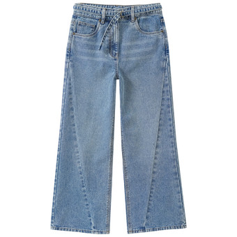 Meisjesjeans met wijde pijpen met riem