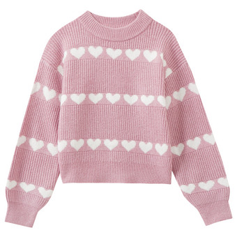 Mädchen Pullover mit Herz-Motiven