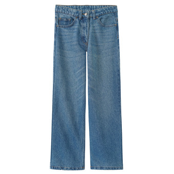 Mädchen Wide-Leg-Jeans mit verstellbarem Bund