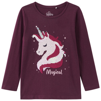 Mädchen Langarmshirt mit Wendepailletten