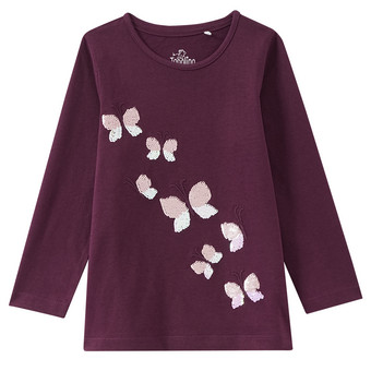 Mädchen Langarmshirt mit Wendepailletten