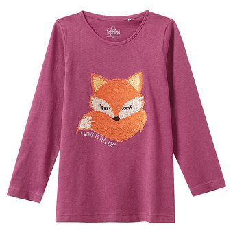 Mädchen Langarmshirt mit Wendepailletten