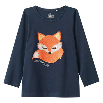 Mädchen Langarmshirt mit Wendepailletten