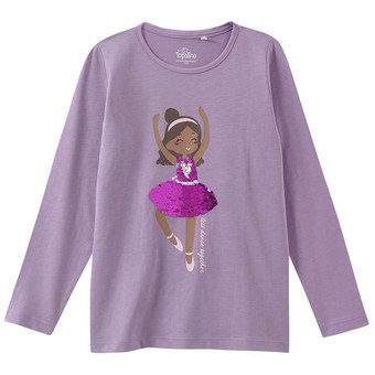 Mädchen Langarmshirt mit Wendepailletten