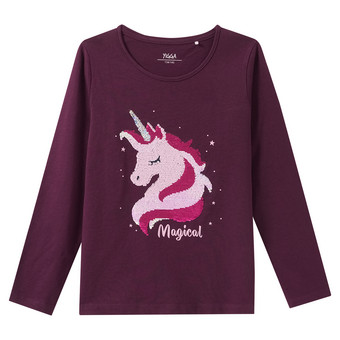 Mädchen Langarmshirt mit Wendepailletten