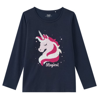 Mädchen Langarmshirt mit Wendepailletten