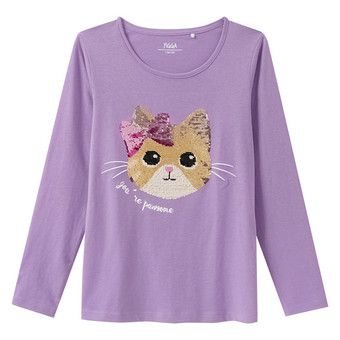 Mädchen Langarmshirt mit Wendepailletten
