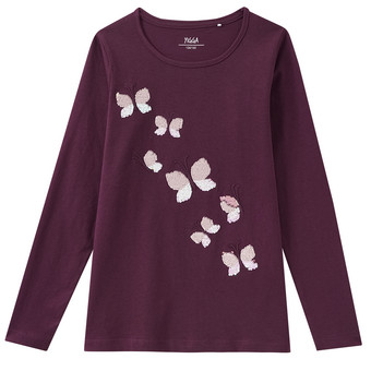 Mädchen Langarmshirt mit Wendepailletten