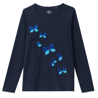 Mädchen Langarmshirt mit Wendepailletten