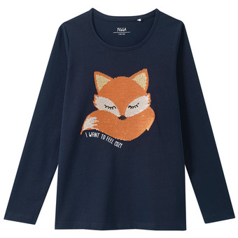 Mädchen Langarmshirt mit Wendepailletten