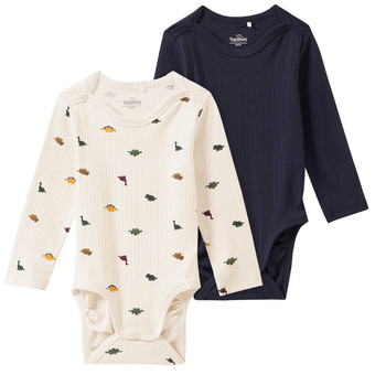 2 Baby Langarmbodys mit Dino-Motiven