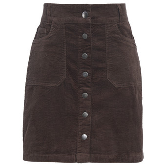 Damen Cord-Rock mit Zierknopfleiste