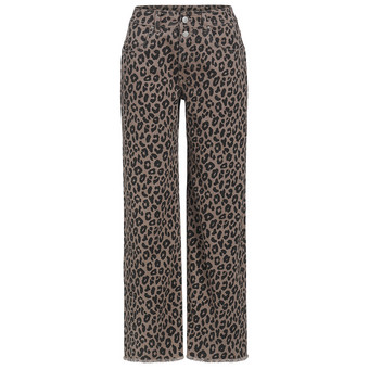 Damen Wide-Leg-Jeans im Animal-Look