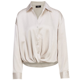 Damen Satinbluse mit Knopfleiste