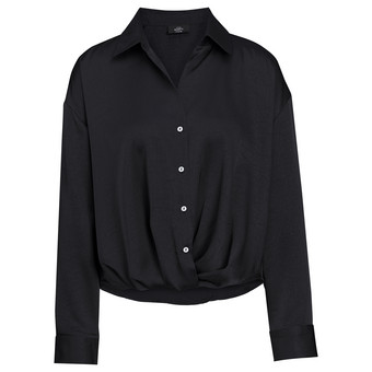 Damen Satinbluse mit Knopfleiste