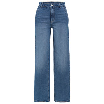Damen Wide-Leg-Jeans mit Used-Waschung