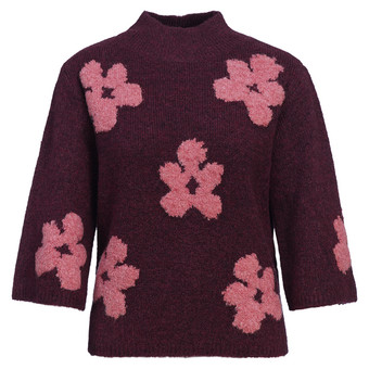 Damen Strickpullover mit Blumenmuster