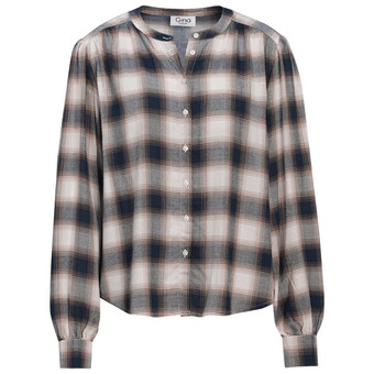 Damen Karobluse mit Knopfleiste