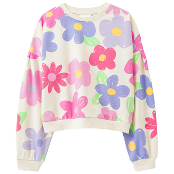 Mädchen Sweatshirt mit Blumen-Print