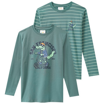 2 Jungen Langarmshirts mit Print