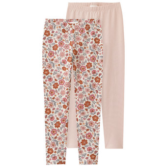 2 Mädchen Leggings mit Blümchen