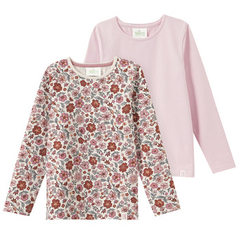 2 Mädchen Langarmshirts mit Blümchen