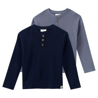 2 Jungen Langarmshirts aus Waffel-Piqué