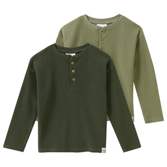 2 Jungen Langarmshirts aus Waffel-Piqué