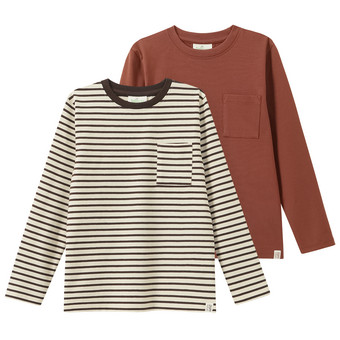 2 Jungen Langarmshirts mit Brusttasche