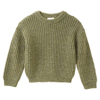 Jungen Woll-Strickpullover mit Mouliné-Effekt