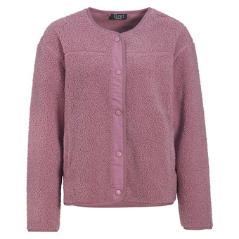 Damen Teddyjacke mit Druckknopfleiste