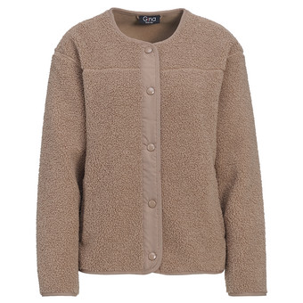 Damen Teddyjacke mit Druckknopfleiste