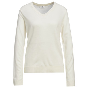 Damen Merino-Langarmshirt mit V-Ausschnitt