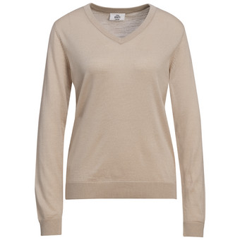 Damen Merino-Langarmshirt mit V-Ausschnitt