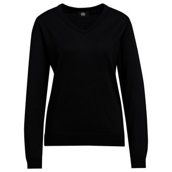 Damen Merino-Langarmshirt mit V-Ausschnitt