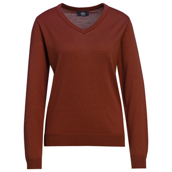 Damen Merino-Langarmshirt mit V-Ausschnitt