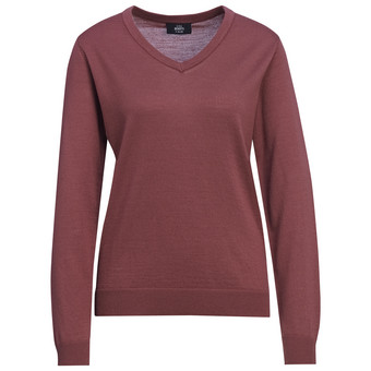 Damen Merino-Langarmshirt mit V-Ausschnitt