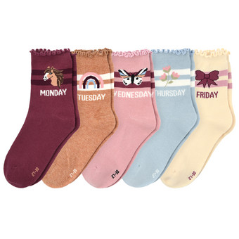 5 Paar Mädchen Socken mit Wochentagen