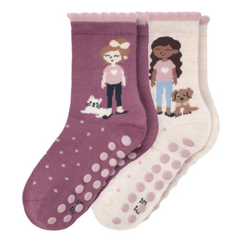 2 Paar Mädchen Stoppersocken mit Motiven