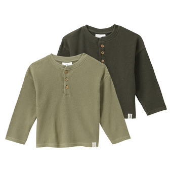 2 Baby Langarmshirts aus Waffel-Piqué