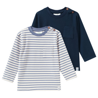 2 Baby Langarmshirts mit Brusttasche