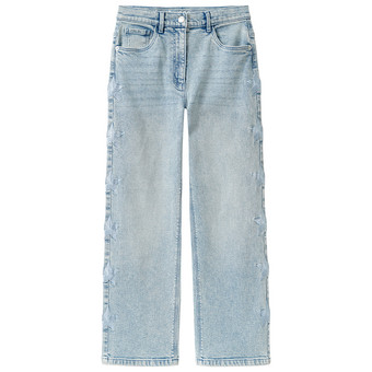 Mädchen Wide-Leg-Jeans mit verstellbarem Bund
