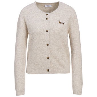 Damen Strickjacke mit Dackel-Stickerei