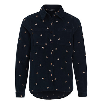 Damen Cordbluse mit floraler Stickerei