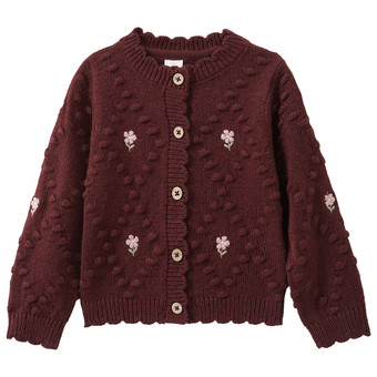 Mädchen Strickjacke mit Blumen-Stickerei