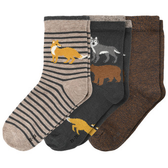 3 Paar Jungen Socken mit Waldtieren