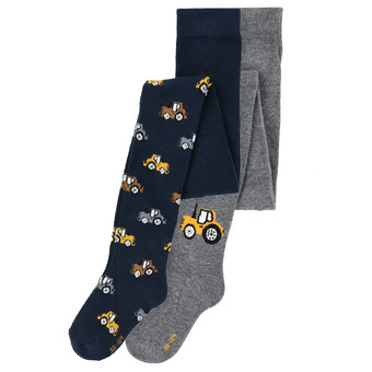 2 Jungen Strumpfhosen mit Traktor-Motiven